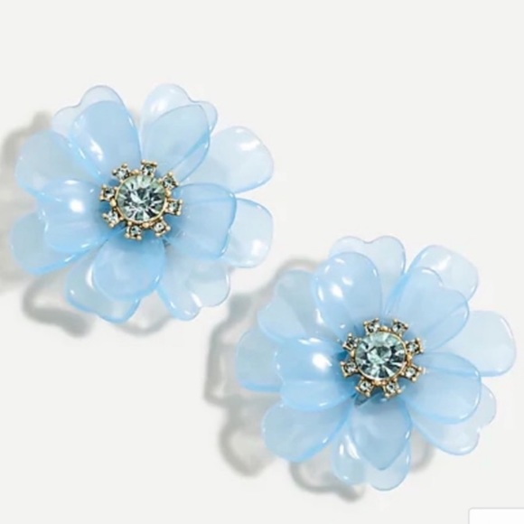 NWT J. Crew luxury Blue Full Bloom Flower Earrings